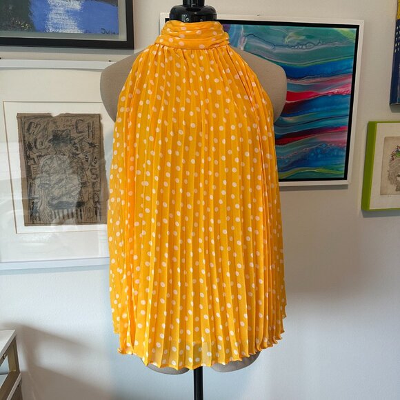 KARL LAGERFELD | Women's Pleated Chiffon High Neck Printed Blouse (Size M) - Picture 6 of 10